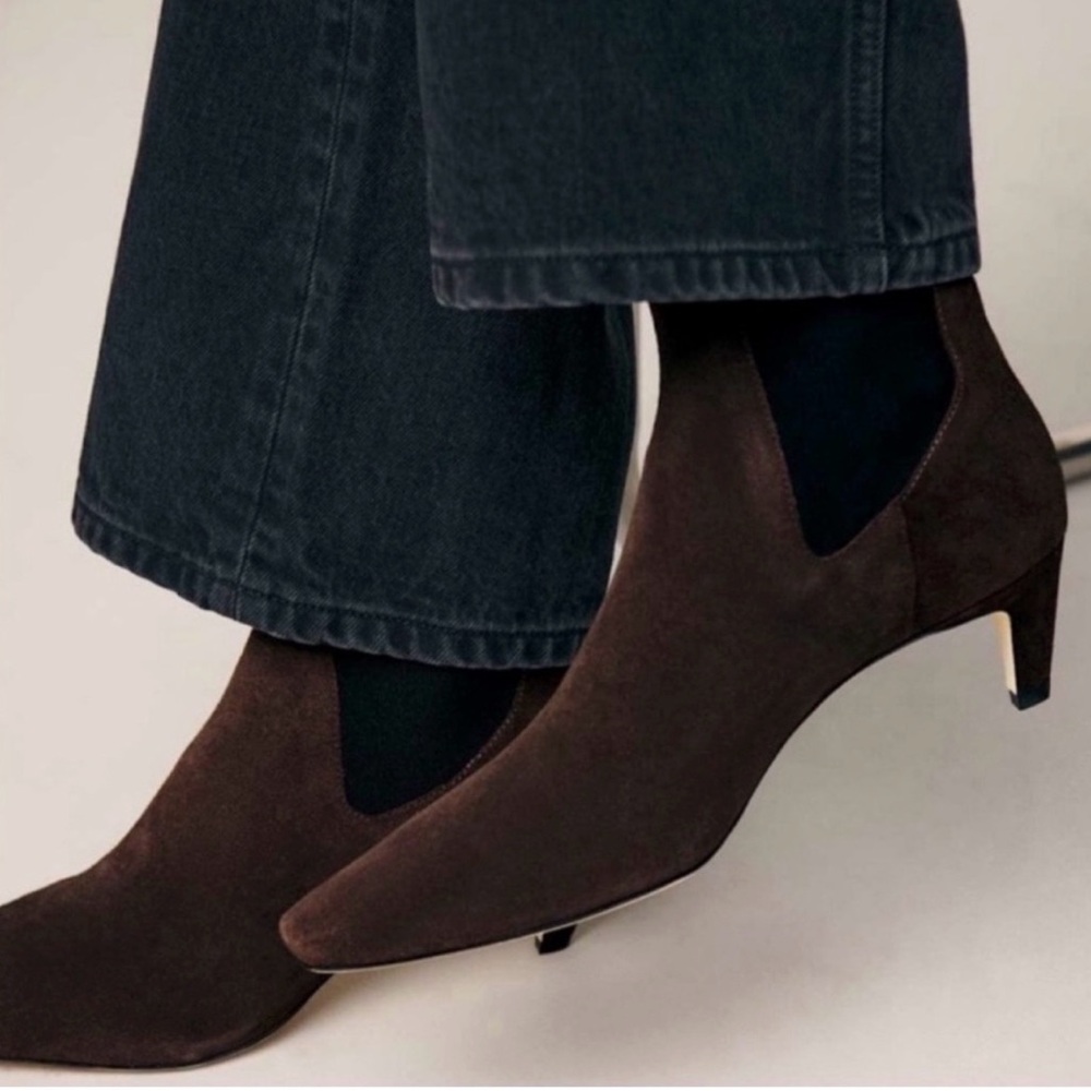 Reformation Roberta Ankle Boots Brown Suede Kitten Heel Size 6